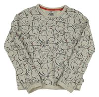 Sivá melírovaná trblietavá mikina s labuťami 