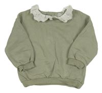 Zelenošedá mikina s golierikom s madeirou F&F