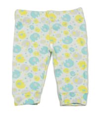 Biele bodkovaná é ľahké tepláky so slonmi