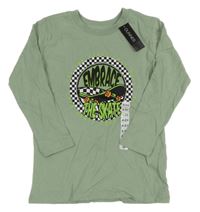 Nové - Zelenošedé triko se skateboardem Dunnes