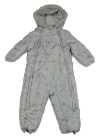 Šedá šusťáková zimní kombinéza s hvězdami a kapucí Mayoral