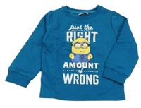 Petrolejová mikina s Mimoněm a nápisom