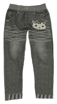 Tmavosivé melírované tregíny s mačkou