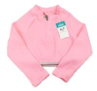 Nové - Růžové žebrované sportovní crop triko Matalan