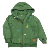 Khaki propínací mikina se zvířaty a kapucí Nutmeg