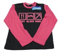 Nové - Černo-fuchsiové pyžamové triko s obrázky