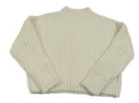 Svetlobéžový chlpatý rebrovaný oversize sveter Next