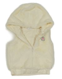 Krémová chlpatá podšitá vesta s nášivkou - Minnie Disney