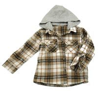 Hnědo-bílo-černá kostkovaná košile s kapucí Matalan