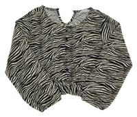 Šedo-černo-hnědé vzorované crop triko