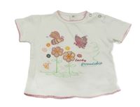 Biele tričko s kvetinami a hmyzem