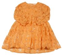 Oranžové tylové šaty s květinami s flitry Next