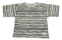 Béžovo-čierne pruhované tričko S. Oliver