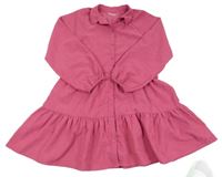 Fuchsiové žebrované propínací košilové šaty Nutmeg