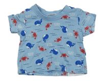 Svetlomodré tričko s velrybami a krabmi Ergee