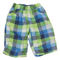 Zeleno-modro-biele kockované plážové kraťasy Kids