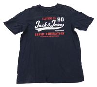 Tmavomodré tričko s logom Jack & Jones