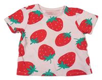 Světlerůžové tričko s jahodami Primark