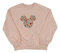 Svetloružová mikina s Mickeym z květin