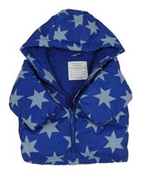 Modrá šusťáková zimní bunda s hvězdami a kapucí Primark