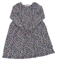 Čierno-fialové kvetované bavlnené šaty H&M