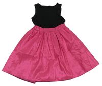 Čierno-ružové šaty so šusťákovou vzorovanou sukní George
