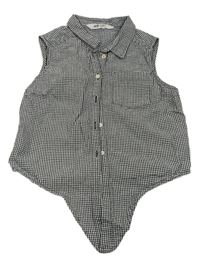 Černo-bílá kostičkovaná crop halenka H&M