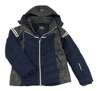 Tmavomodro-šedá šusťáková funkční lyžařská bunda s kapucí CMP