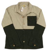 Nové - béžovo-khaki menšestrová košeľa s vreckom