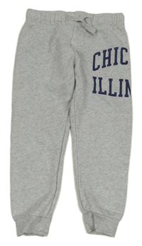 Šedé melírované tepláky s nápisem 