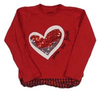 Červená mikina so srdíčkem z flitrů