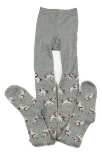 Sivé pančuchy s jednorožcami Yigga