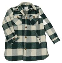 Zeleno-smetanová kostkovaná košilová bunda bunda Primark