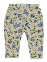 Bílé žebrované lehké tepláky se zvířátky Ergee