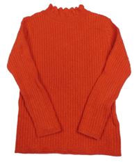 Červený trblietavý rebrovaný ľahký sveter Tu