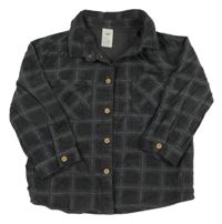 Tmavošedo-modrá kostkovaná manšestrová košile H&M