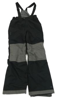 Černo-šedé šusťákové oteplovačky s kšandami 