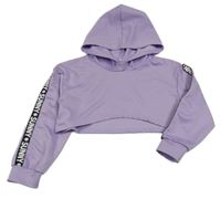 Fialová crop mikina s kapucňou