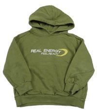 Khaki mikina s nápismi a kapucňou Zara