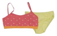 2 set - žluté pruhované kalhotky + růžová lambáda s hvězdičkami 