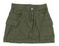 Khaki riflová sukně s kapsami H&M