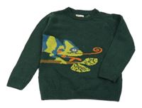 Tmavozelený vlnený sveter s chameleonem Fat Face