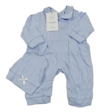 Nové - 2 set - světlemodrý overal s límečkem + čepice 