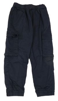 Tmavomodré plátenné nohavice s vreckami Next