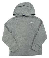 Šedá melírovaná mikina s logem a kapucí Nike
