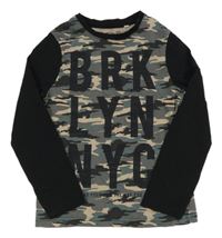 Černo-khaki-béžové army triko s nápisem C&A