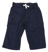 Tmavomodré plátenné kraťasy s vreckami H&M