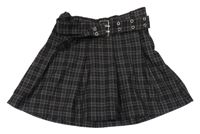 Čierna kockovaná skladaná sukňa s opaskom H&M
