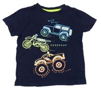 Tmavomodré tričko s autami a motorkou F&F