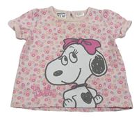 Ružové kvetované tričko so Snoopym